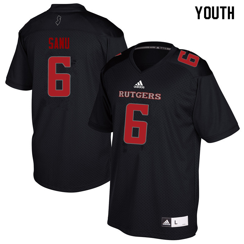 Youth #6 Mohamed Sanu Rutgers Scarlet Knights College Football Jerseys Sale-Black - Click Image to Close